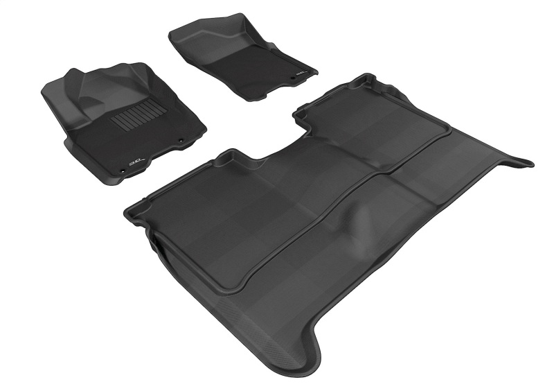 Nissan Titan Crew Cab Floor Mat Set - Front and Rear - 3D MAXpider - Kagu Series - Black - `09-`15